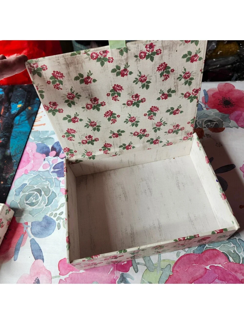 Punch Studio Set of 2 Floral Rose Decorative Storage Boxes New
